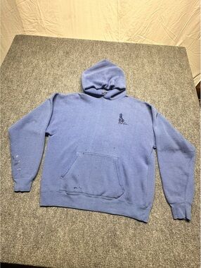 Vintage 90s No Fear Hoodie Mens XL Blue Thrashed Grunge Skater Pullover USA
